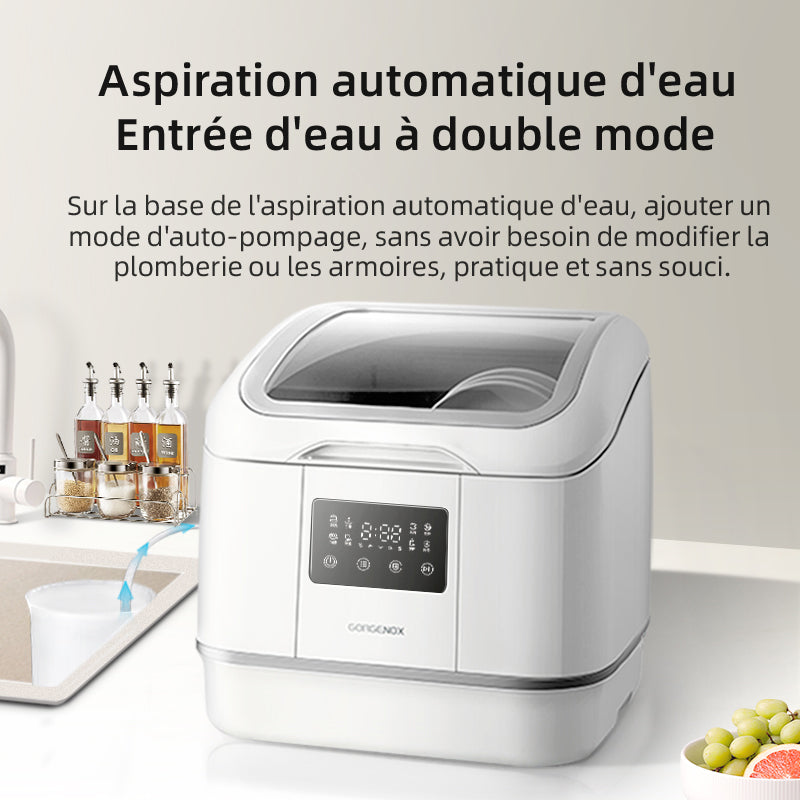 GORGENOX DW4-D30A Lave-vaisselle de table 3 couverts, aucune installation requise, stérilisation à haute température, lavage, séchage