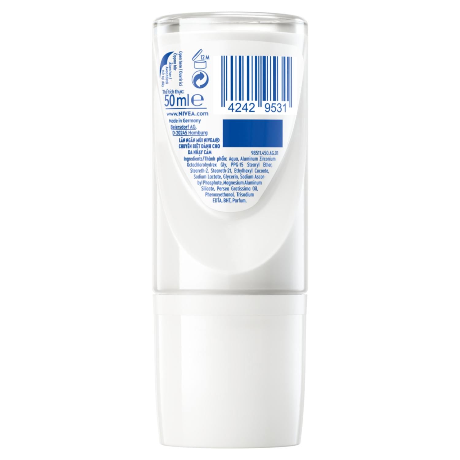 NIVEA Déodorant Femme Aisselles Derma Dry Control 96H Bille 50ml