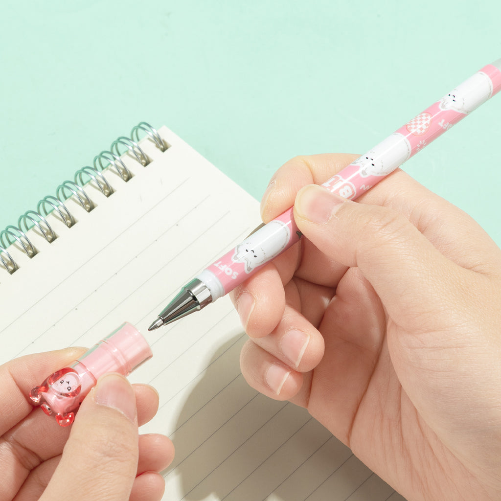 M&G Lot de 6 stylos gel effaçables à encre noire, pointe fine 0,7 mm et motif mignon d’animaux