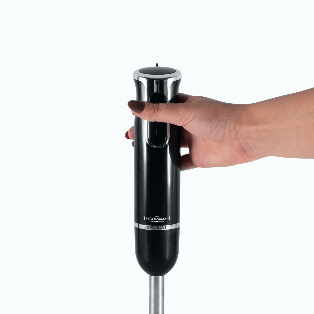 KitchenCook Mixeur plongeant Hand X noir avec pied en acier inoxydable