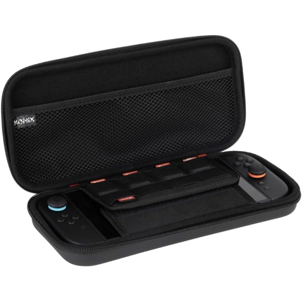 Konix Housse de protection et transport Carry Bag console Nintendo Switch 2 - Filet rangement accessoires - 8 compartiments jeux - Noir