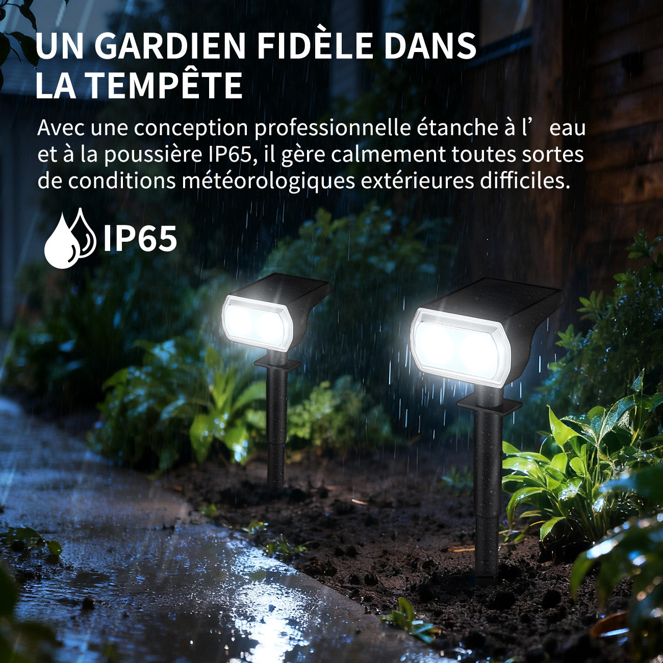VIVREAL CPD-09 type 2 Lot de 2 lampes solaires 48 LED - Blanc chaud