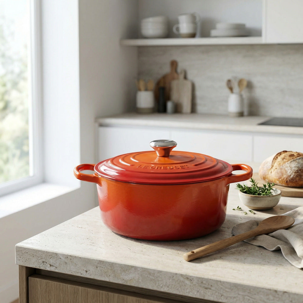 Le Creuset Cocotte ronde en fonte émaillée orange - 22 cm