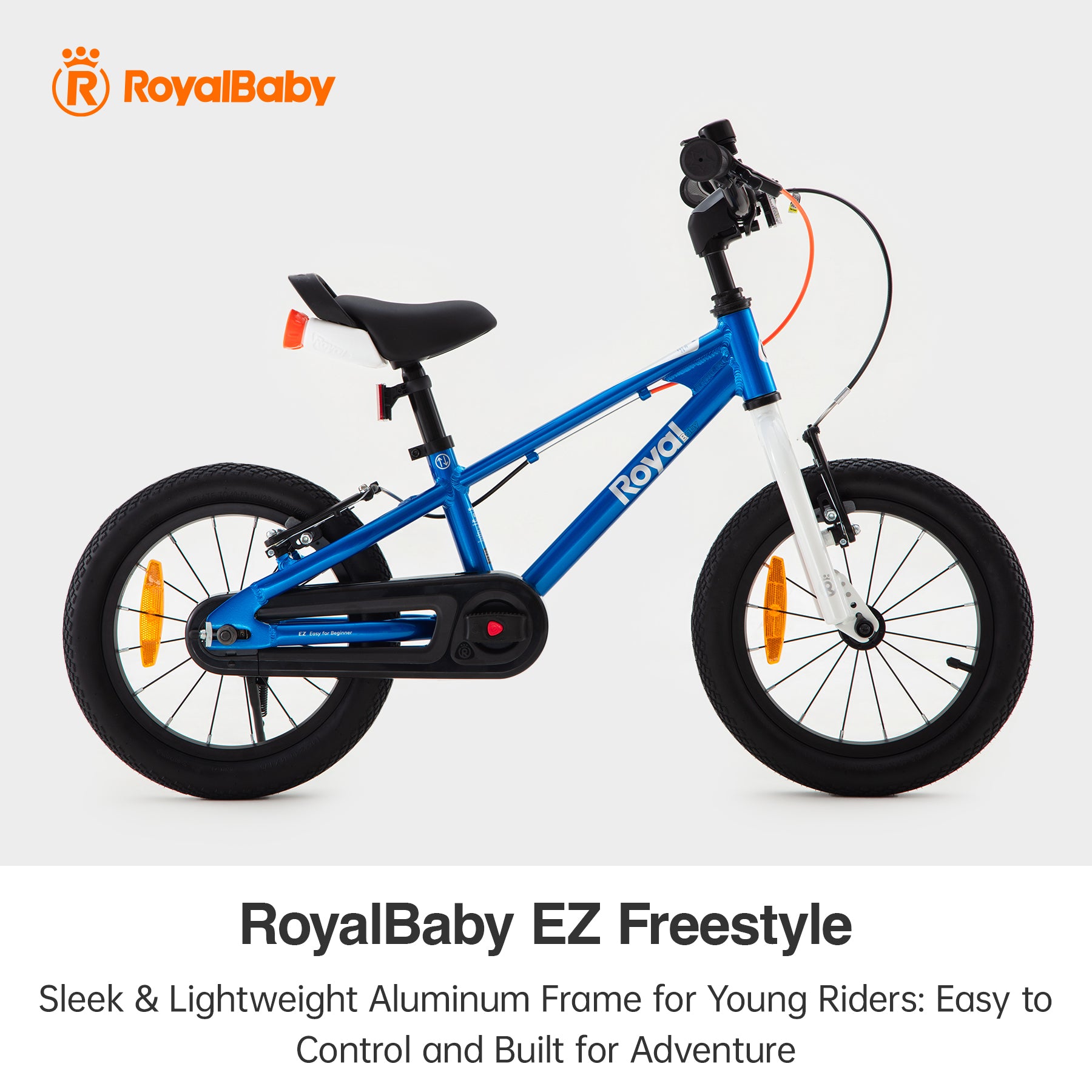 RoyalBaby Vélo pour enfants + Aluminium EZ Freestyle + 14 pouces bleu, poids net 7.4 kg