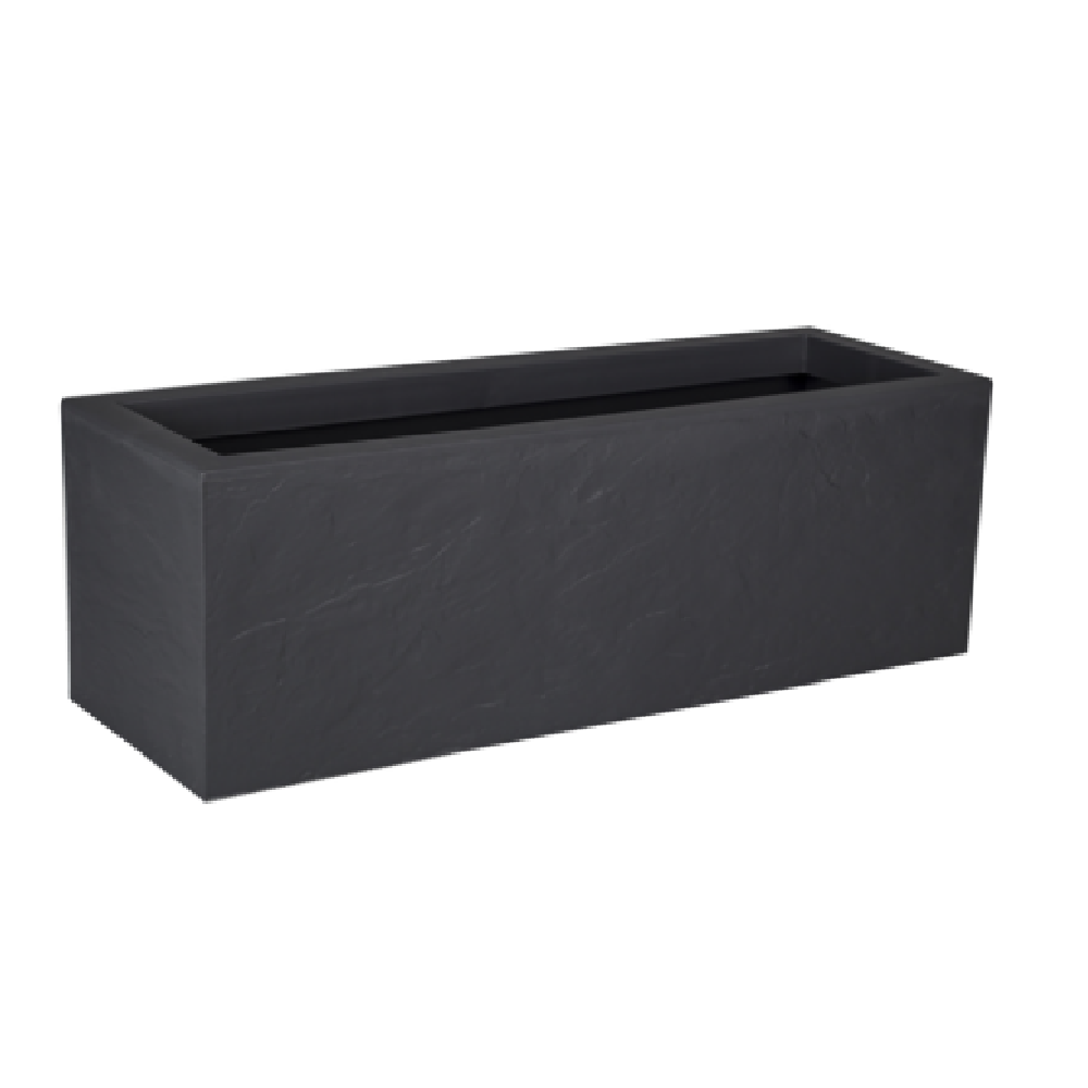 EDA Jardinière VOLCANIA Beige Calcaire Double paroi - avec zone de rétention d'eau Dim. 99,5 x 39,5 x 43,5 cm - Volume 98 L