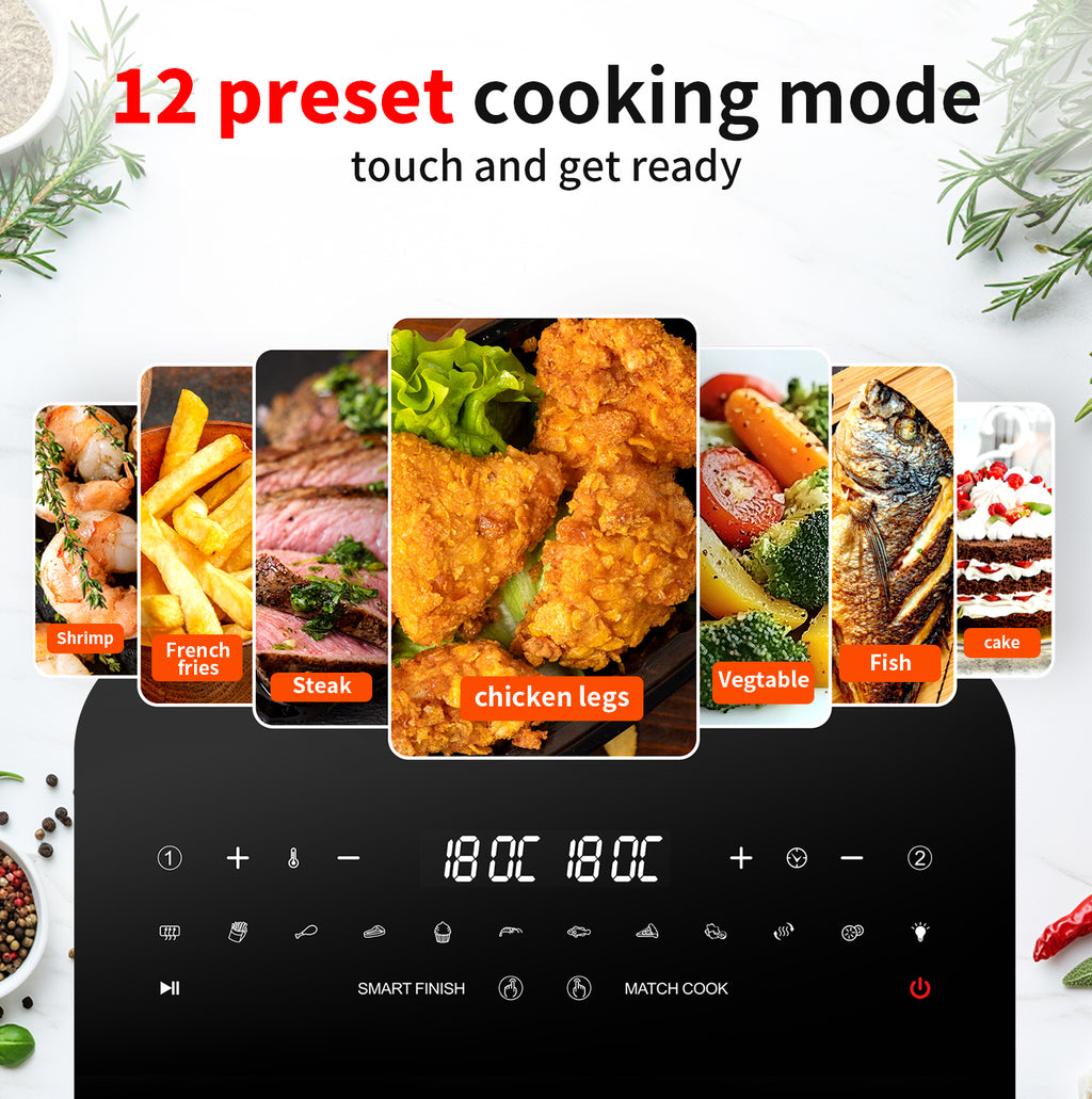 TOKIT Friteuse sans huile à double compartiment 10 L 220 V~240 V/2850 W