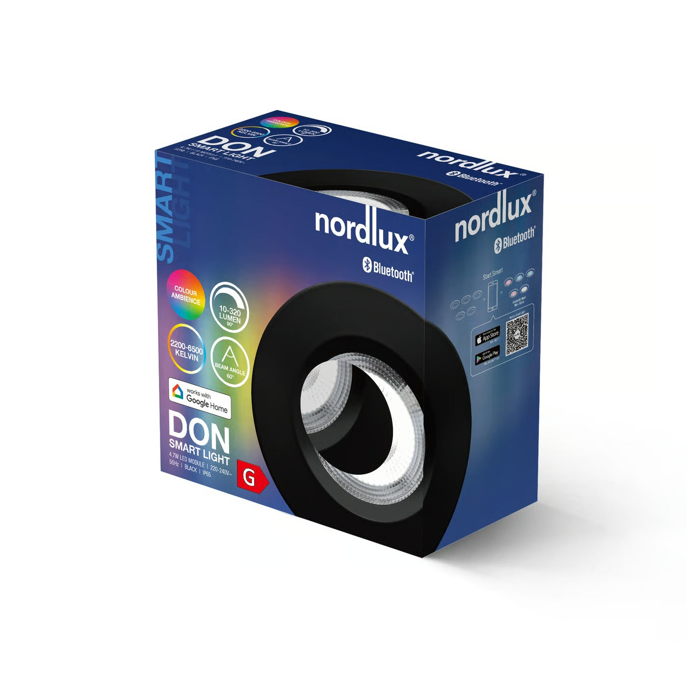 Spot encastré DON SMART atmosphère colorée - variation de température de 2700-6500k LED intégrée plastique noir IP65 Salle de bain - Nordlux, Intérieur