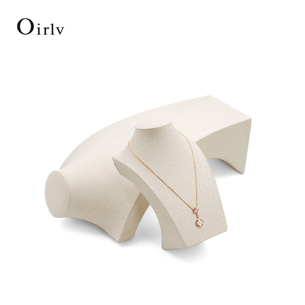 Oirlv Support de présentation pour mannequin, support de collier et pendentif en lin, support de bijoux pour buste, support de collier et pendentif, accessoire de présentation pour vitrine