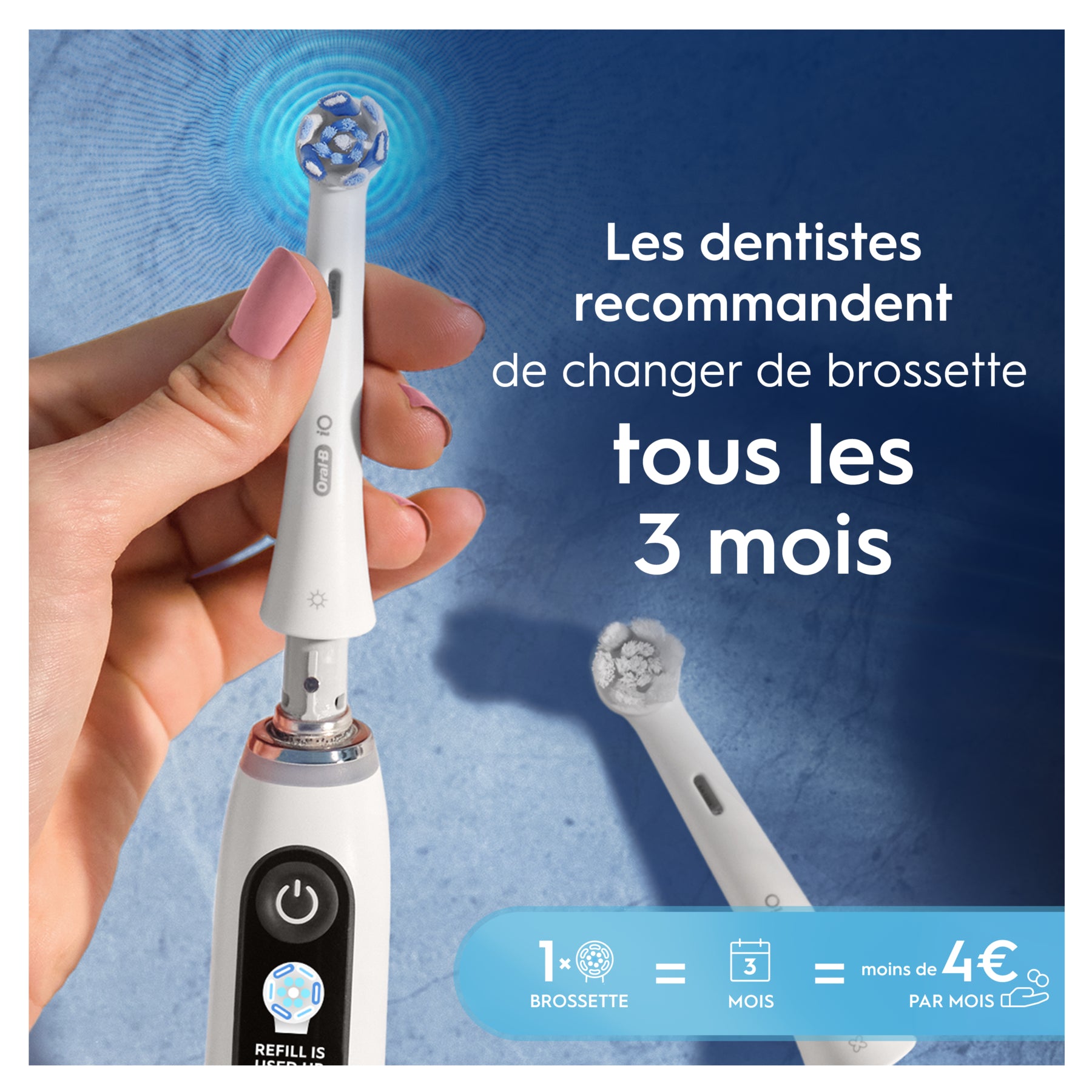 Oral-B Brossettes de rechange rondes authentiques série iO nettoyage ultime blanches adaptées aux gencives sensibles lot de 6