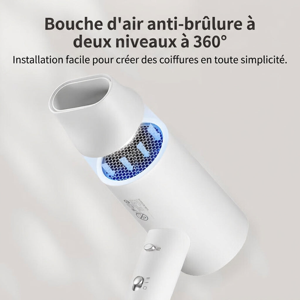 ochama sèche‑cheveux ultra‑léger, puissance 1800W, 20 000 tr/min, 480g léger, faible bruit, séchage rapide aux ions négatifs, embout fourni
