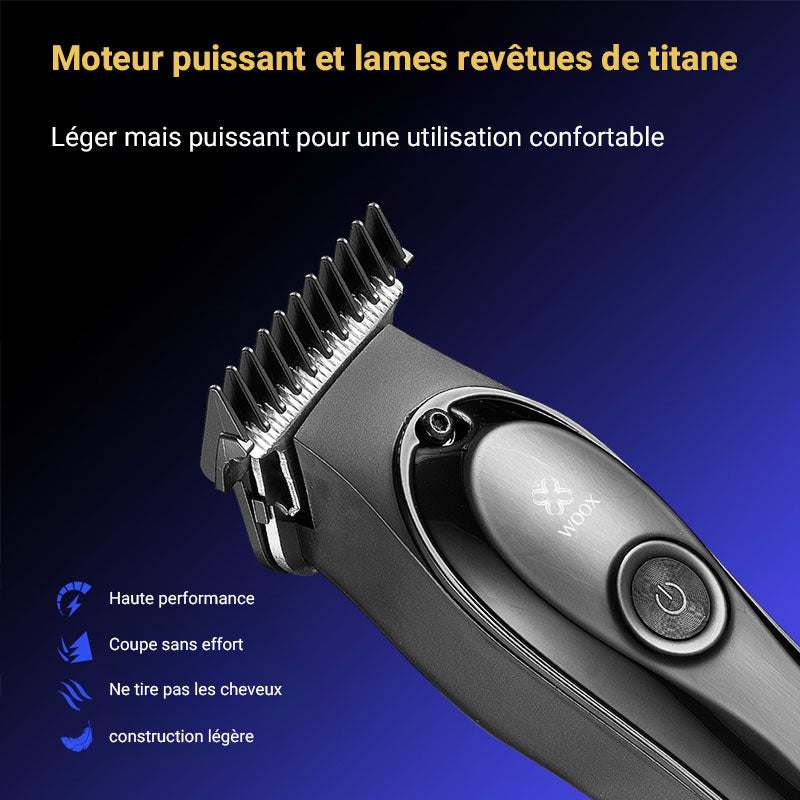 WOOX MX0214 Kit de tondeuse électrique, batterie 600 mAh, charge Type-C avec indicateur LED