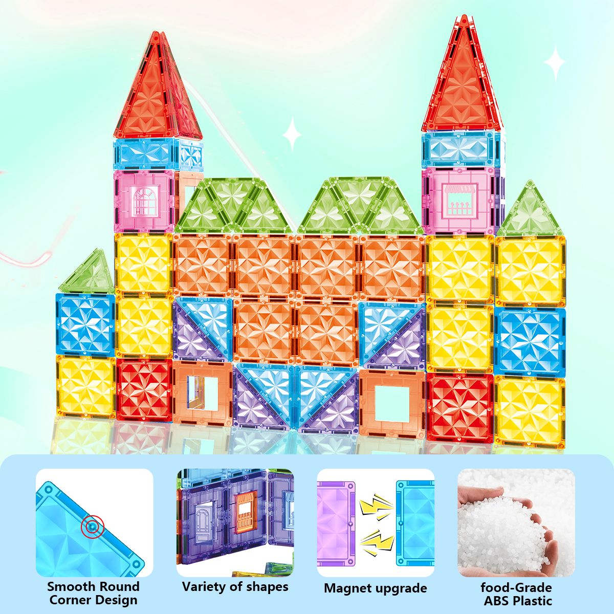 XINQIYUAN Briques Magnétiques 3D Diamant 5,5cm 28pcs Jouet Éducatif STEM pour Enfants Surface Diamant Compatible avec Tubes Magnétiques [Mélange Aléatoire – Couleurs issues uniquement de la photo prin