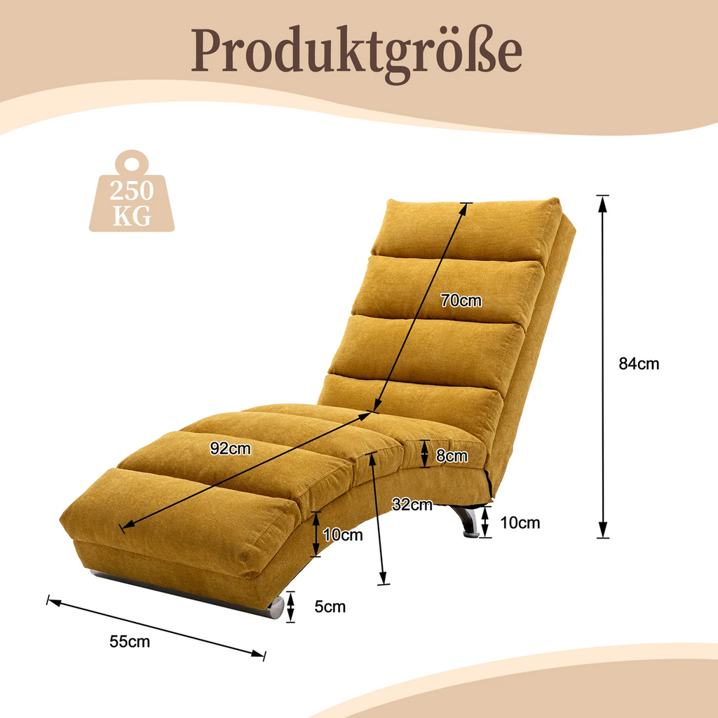 URBAN MEUBLE Chaise longue de relaxation en tissu 55x162x84 cm