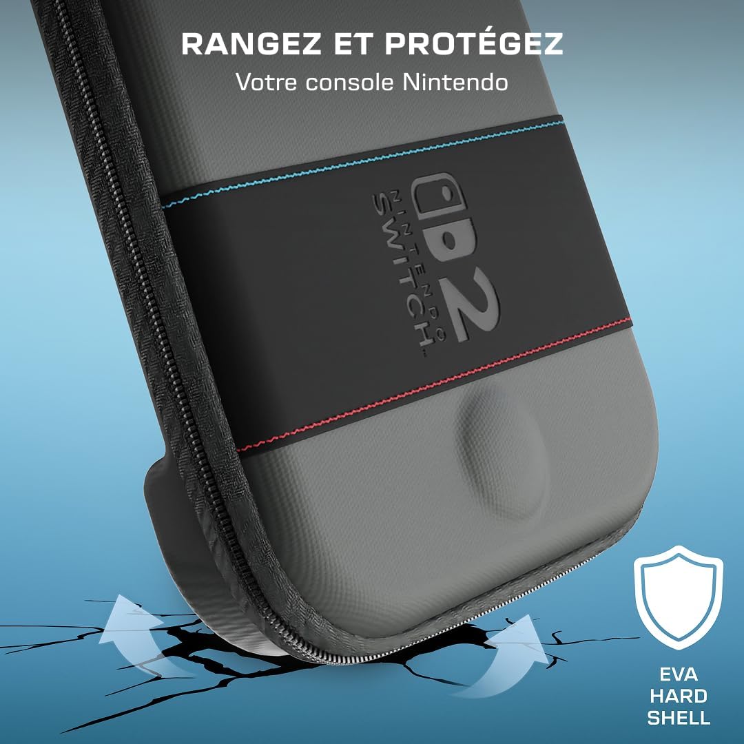 Turtle Beach Étui de transport fin Playtrek pour Switch 2 - Sous licence officielle Nintendo - Noir charbon