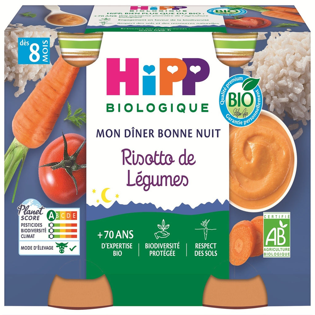 Hipp Risotto de légumes bio Repas pour bébé 8+ mois 2 x 190 g