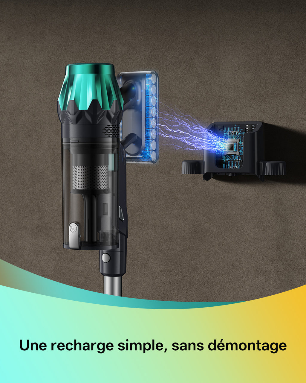 Aspirateur sans fil Vactidy V15 avec fonction de lavage, aspiration puissante de 65 kPa, autonomie de 60 min, tube flexible, technologie GreenEye, chargement mural, anti-emmêlement
