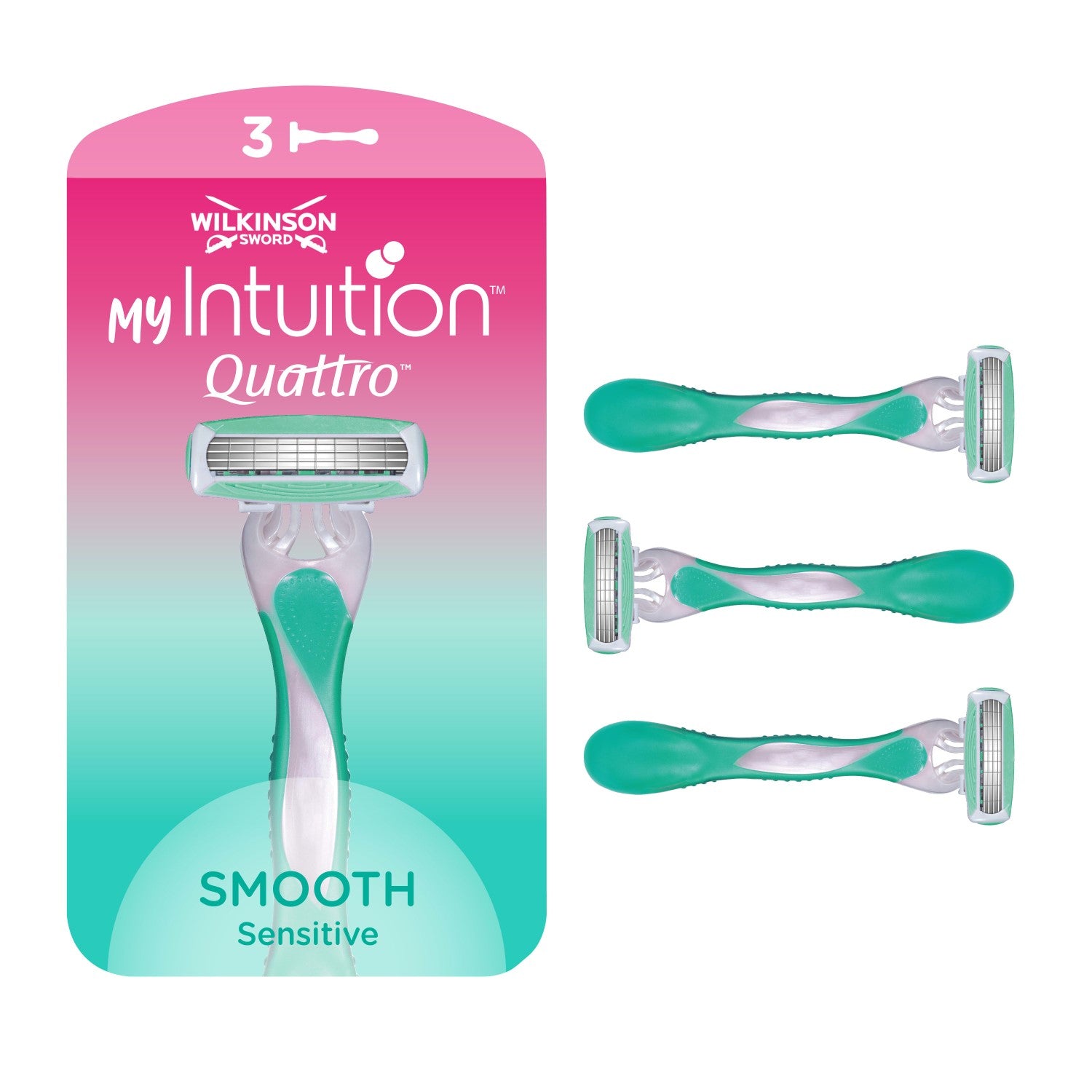 WILKINSON SWORD Quattro For Women - Rasoirs Jetables Sensitive Comfort - Pack de 3