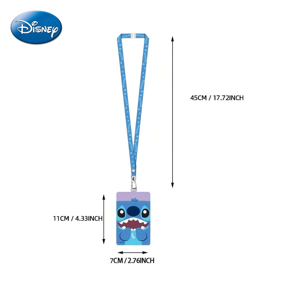 Disney Porte-badge avec tour de cou Stitch sous licence officielle motif Stitch souriant à pois Roses 1 pièce