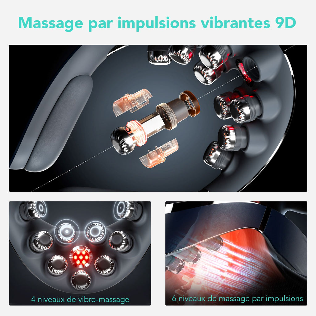 SKG G7 Pro-Fold Appareil de massage Soulagement des douleurs cervicales pour le cou à moyenne fréquence EMS + TENS et vibration 9D pliable. Cadeau pour l'être aimé