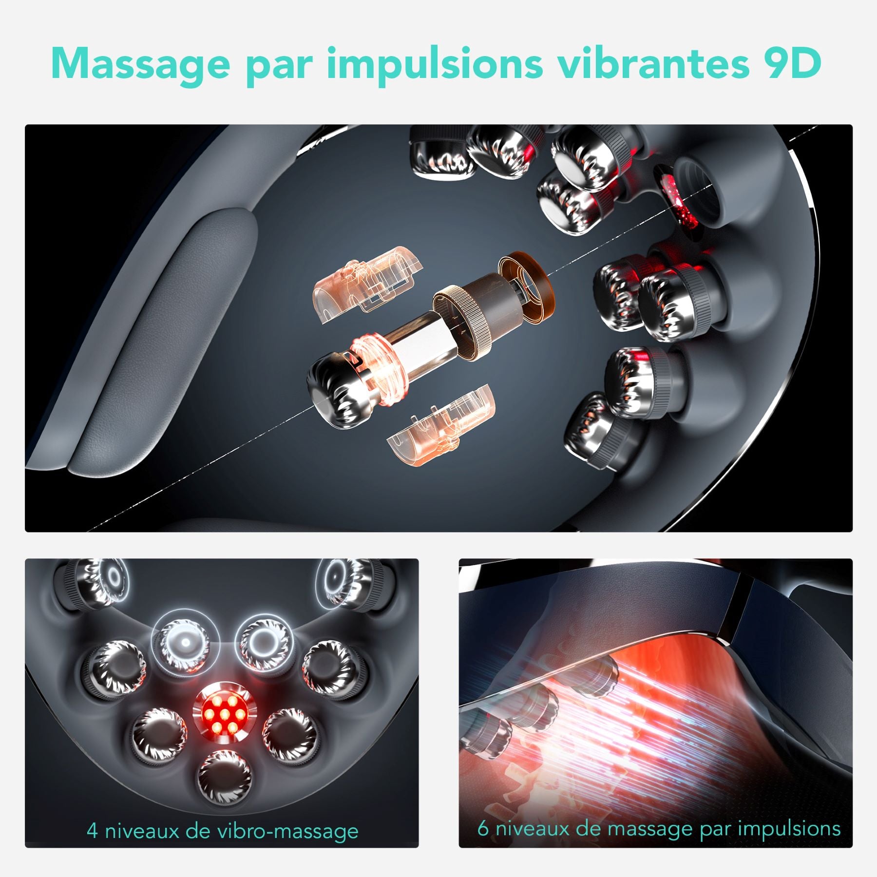 SKG G7 Pro-Fold Appareil de massage Soulagement des douleurs cervicales pour le cou à moyenne fréquence EMS + TENS et vibration 9D pliable. Cadeau pour l'être aimé
