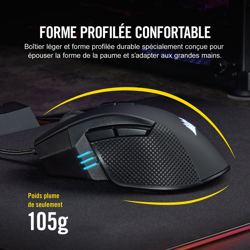 Corsair Ironclaw RGB Souris de Jeu Filaire - 18000 DPI 6 boutons - noir