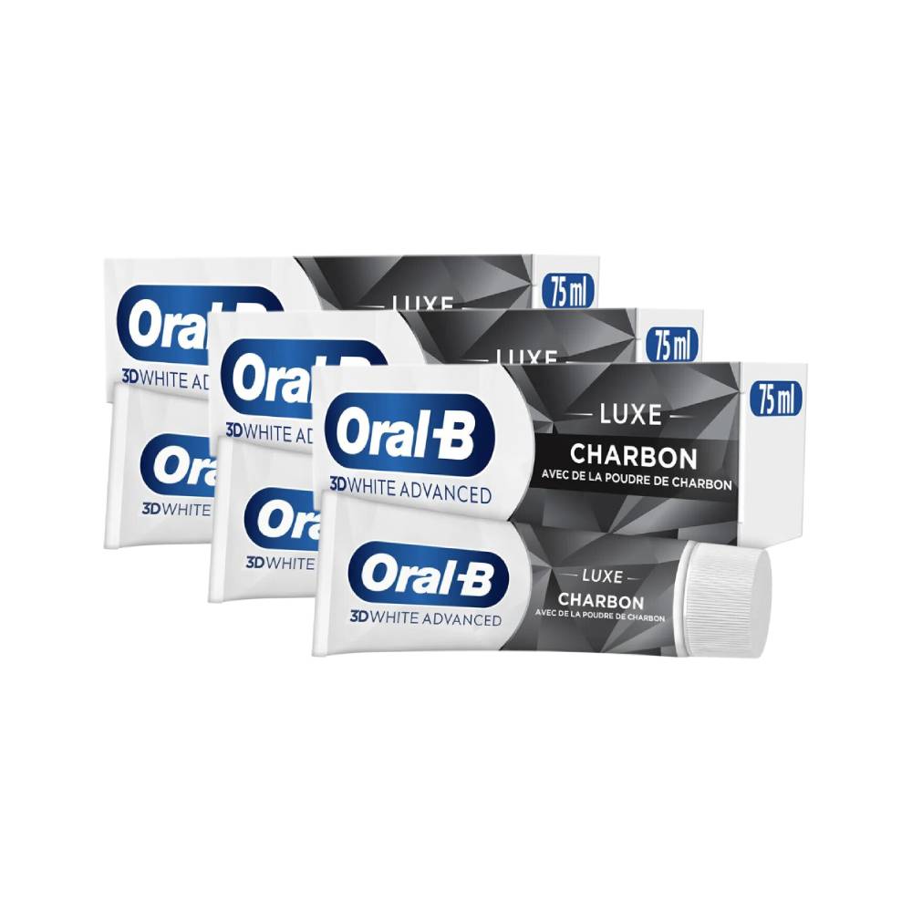 Oral B 3D WHITE ADV LUXE Charcoal Toothpaste 75 ml - Pack of 3 (3 x 75ml = 3 tubes)