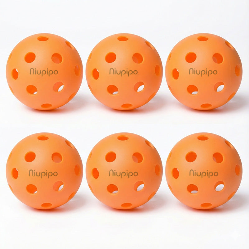 NIUPIPO Lot de 6 balles de pickleball en TPE de haute qualité et durable pour intérieur - Ø 74 mm