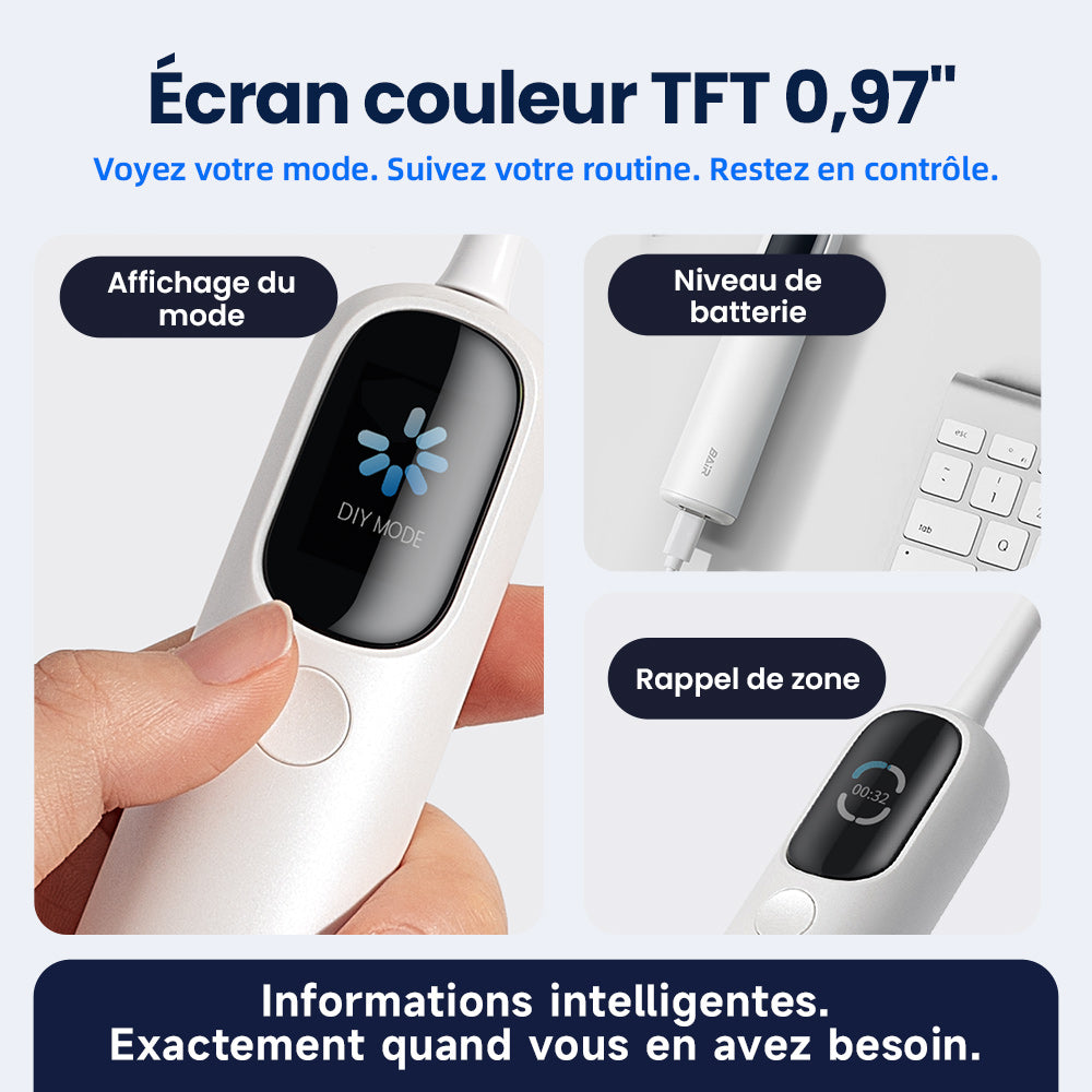 BAIR CARE I6 Brosse à dents sonique - Autonomie de 100 jours, rechargeable, 5 modes de nettoyage, étanche IPX8, minuteur intelligent, idéal pour la maison et les voyages