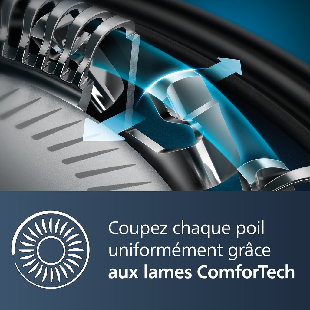 Philips Series 5000 S5466/17 Rasoir électrique avec têtes flexibles 360°, lames ComfortTech auto-affûtées, rasage humide & sec, tondeuse de précision SmartClick, charge rapide - Bleu