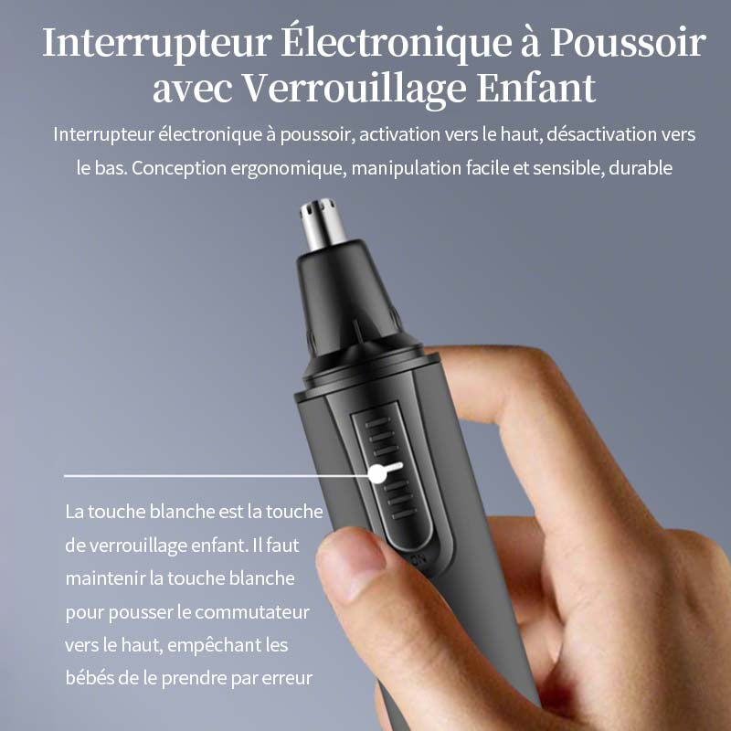 Sparoma Tondeuse poils nez et oreilles 3-en-1 pour hommes avec lumière LED, Têtes de tondeuse favoris et sourcils, Moteur 6500 tr/min, Entièrement étanche, À piles