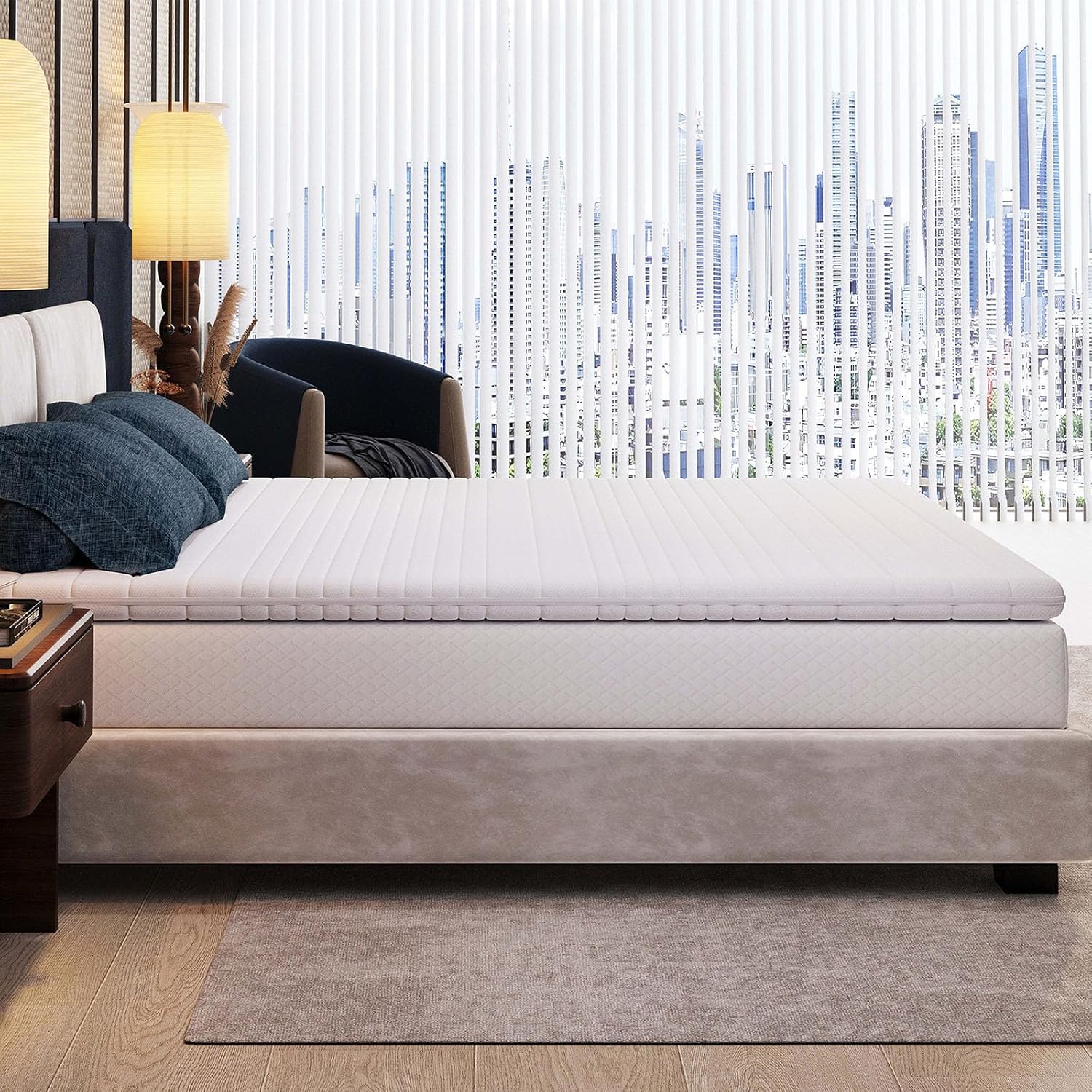 EGO HOME Surmatelas 180 x 200 cm - Surmatelas en mousse à mémoire de 8 cm H2, doux, surmatelas de confort premium avec housse amovible et lavable, respirant
