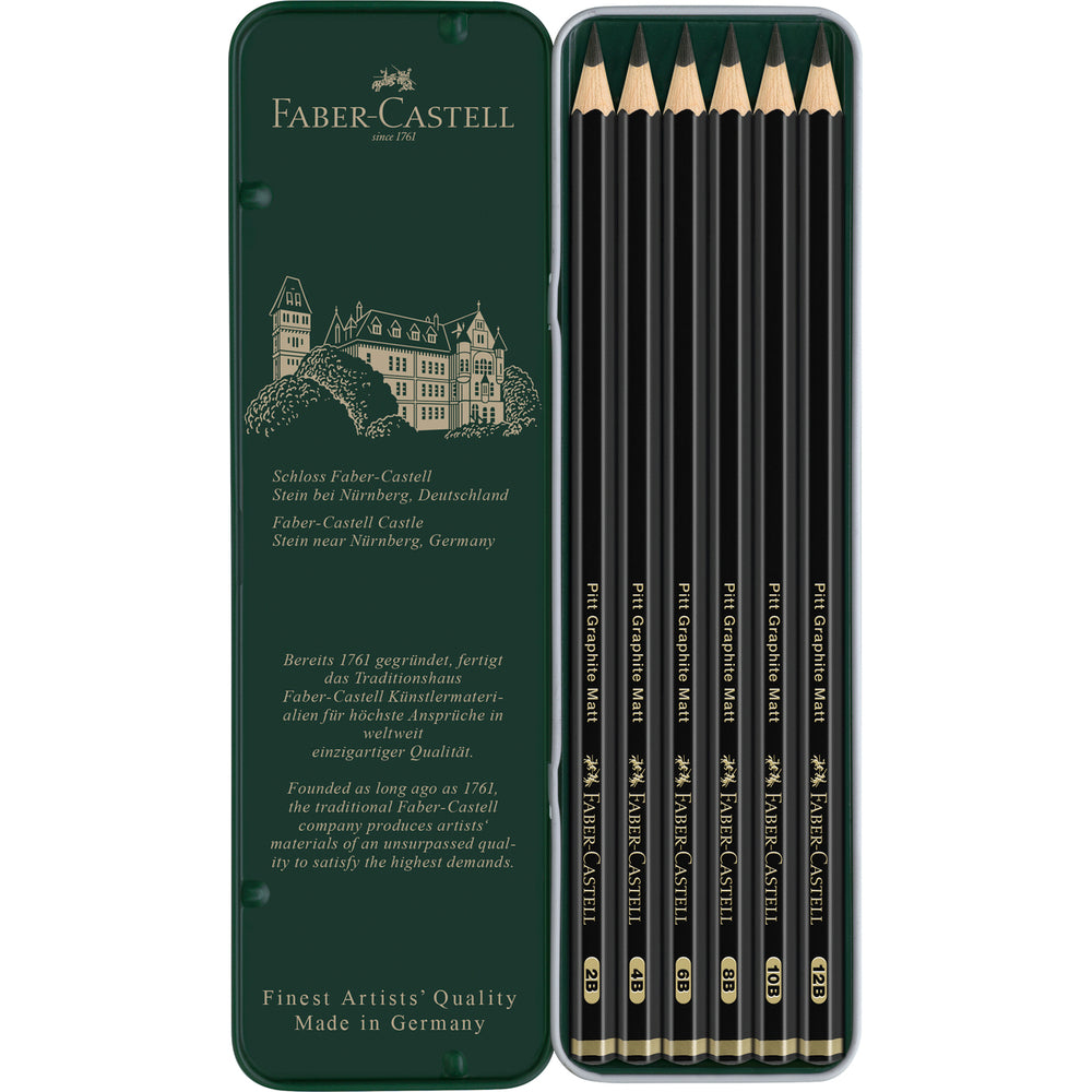 Faber-Castell Boîte de 6 crayons graphite Pitt Matt