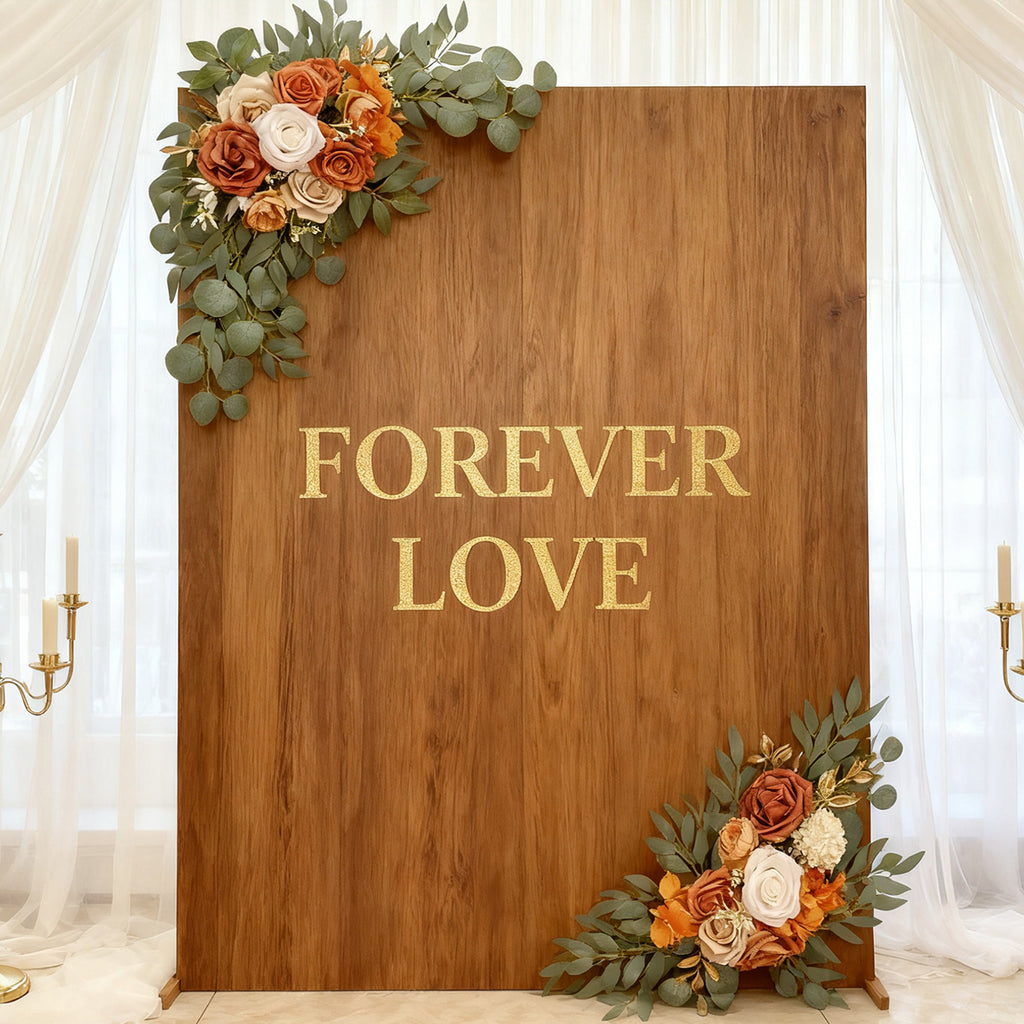 Wei's moment Set de 2 Guirlandes de Fleurs Artificielles pour Bâches d'Accueil de Mariage Décorations Florales, Fleurs d'Arche de Mariage Orange Brûlé pour Cérémonie de Mariage