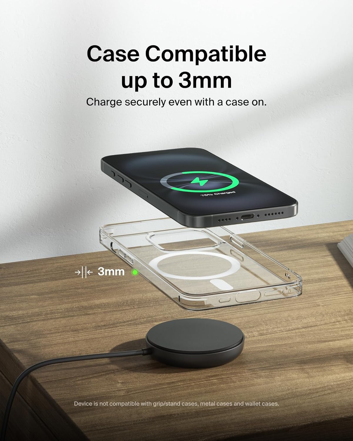 Belkin Station de charge sans fil 15 W certifiée Qi2 et compatible MagSafe - Noir