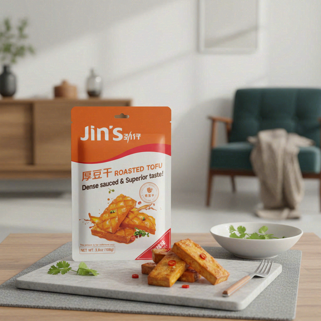 Jin Zai tofu séché épais, saveur piquante, 108g（contient 5 petits sachets）