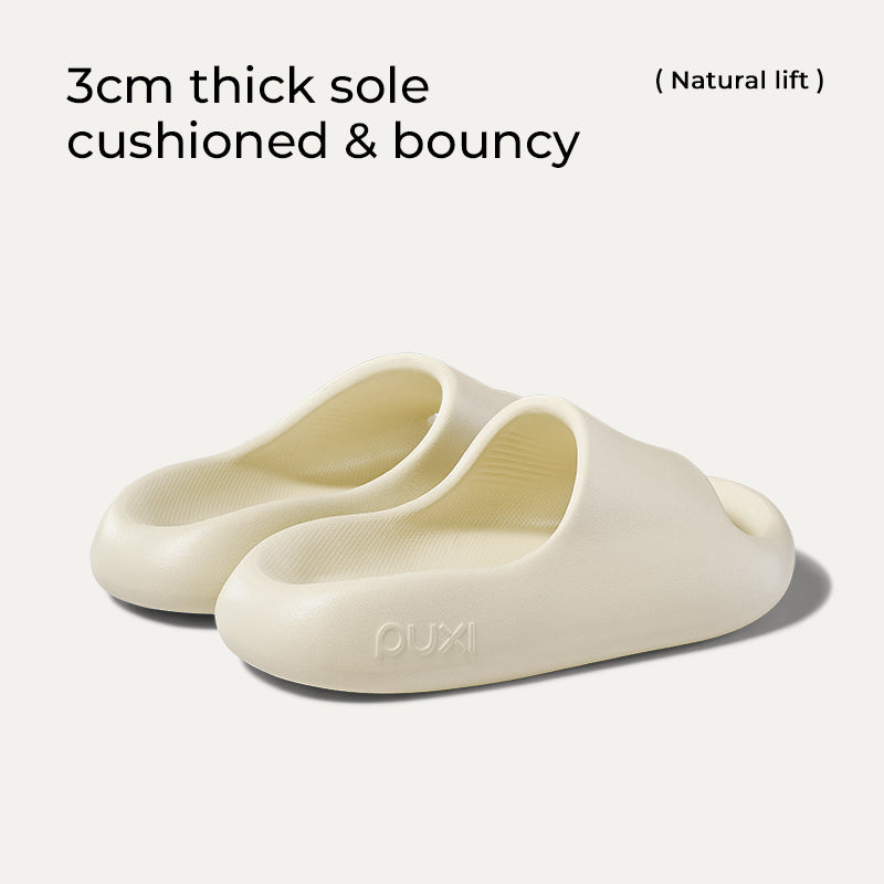 PUXI Tongs en caoutchouc souple, blanc crème, pointure 42-43, unisexe, style minimaliste