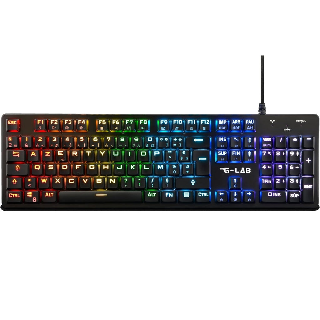 THE G-LAB Keyz Platinum Clavier Gaming Mécanique (Switch Rouge) Filaire RGB, Taille Complète - AZERTY - Noir
