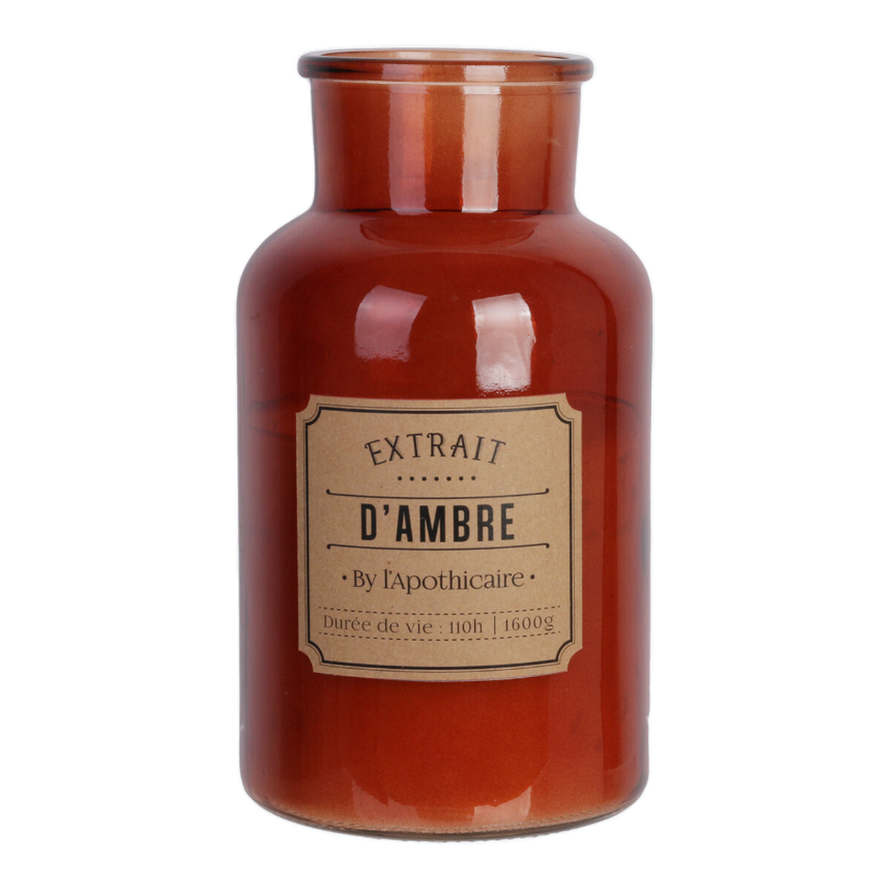 Grande Bougie Ambre Style Apothicaire XL 14,5 x H25,5 cm