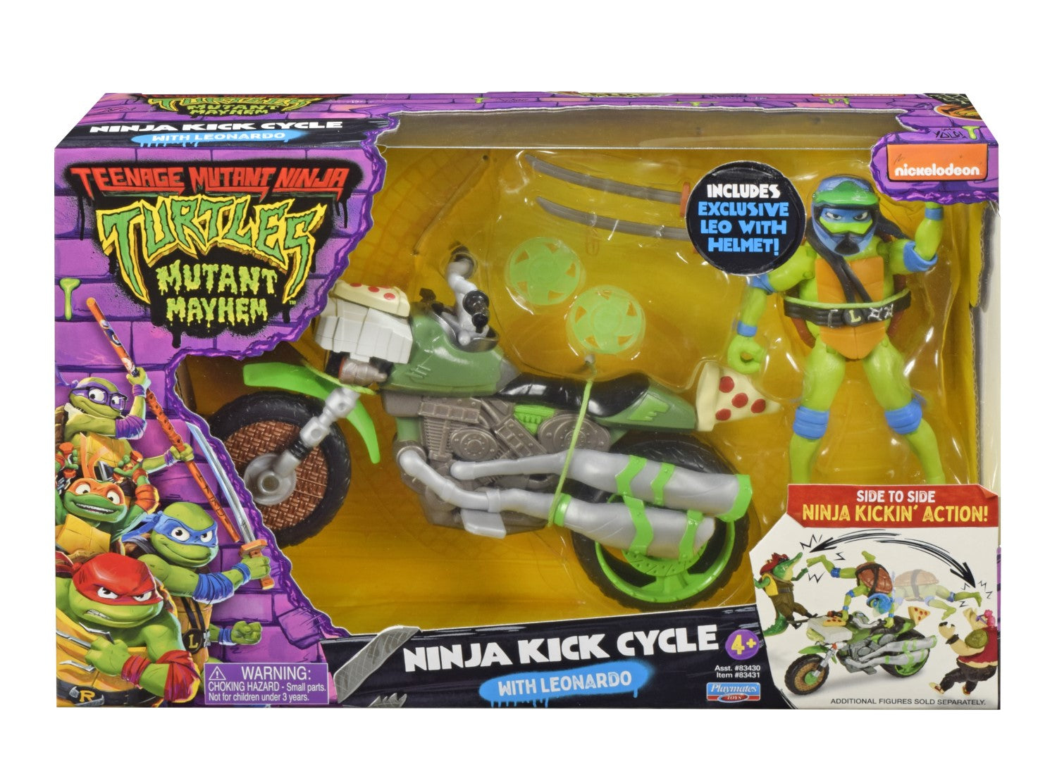 TORTUES NINJA Les Tortues Ninja, Véhicule avec Figurine exclusive de 12 cm, avec fonction combat, Leonardo, Jouet pour enfants dès 4 ans, TU8031