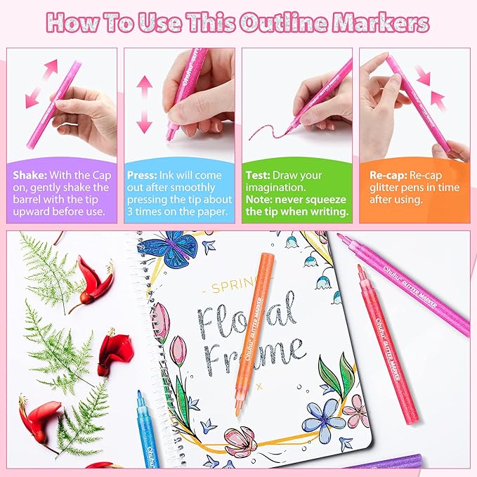 Ohuhu Leahi Stylos à encre gel colorée - Lot de 12 stylos à encre blanche opaque pointe extra fine pour surlignage, Art sur papier noir, Dessin, Croquis, Création d’albums, Illustration