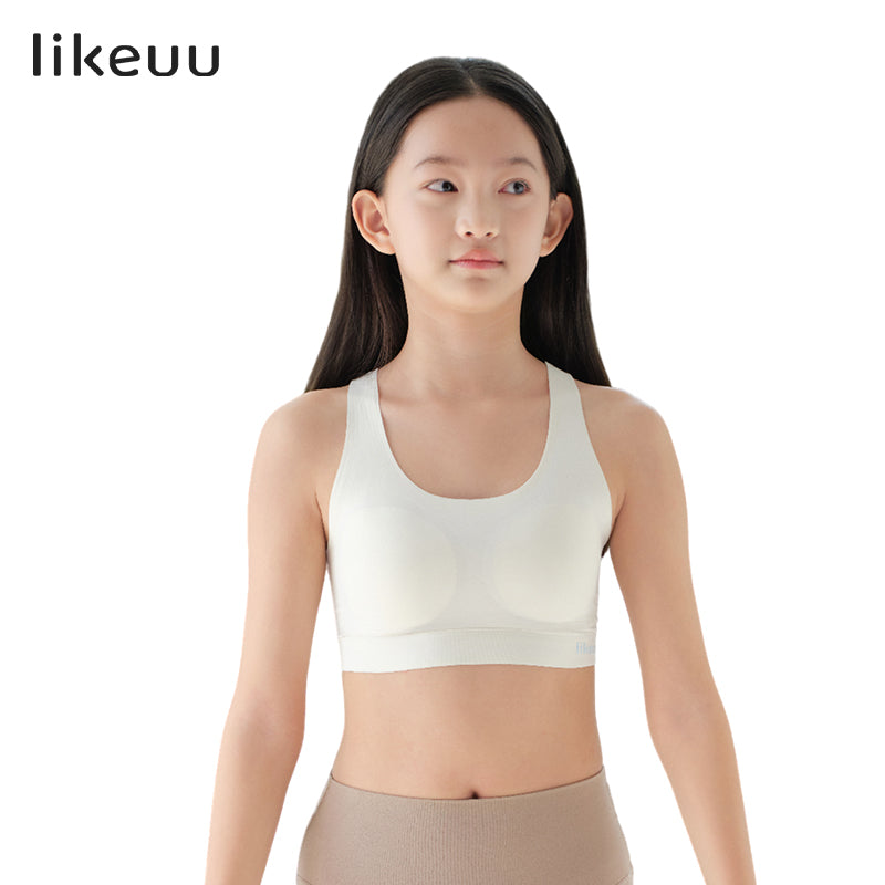 likeuu Brassière de sport dos en X - blanc cassé