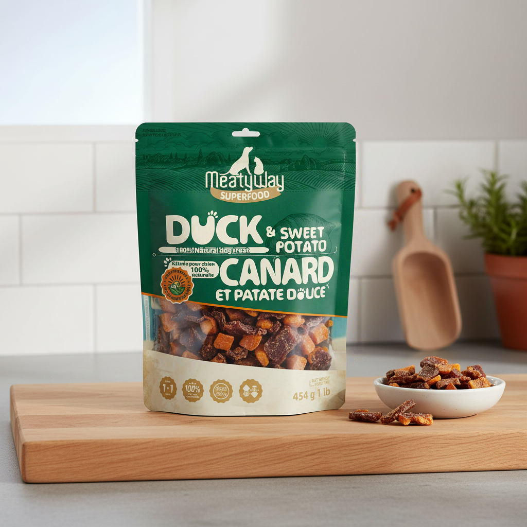 MeatyWay Friandises pour chien au canard et à la patate douce 454 g