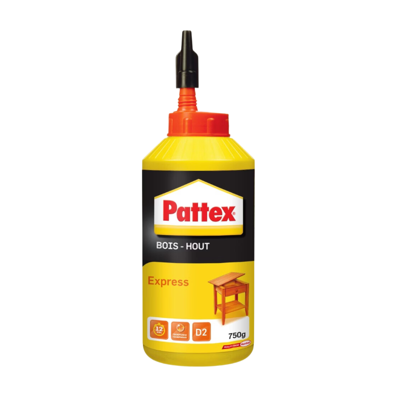 Pattex | Colle à Bois Express Transparente - Séchage Rapide en Biberon de 750g - Vinylique pour Montage, Assemblage, Placage ou Contrecollage