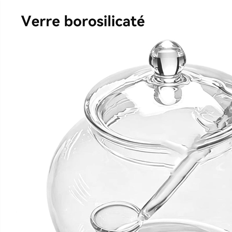 JORDAN&JUDY Bocal en verre avec couvercle et cuillère, Bocal de conservation des aliments, 350 ml