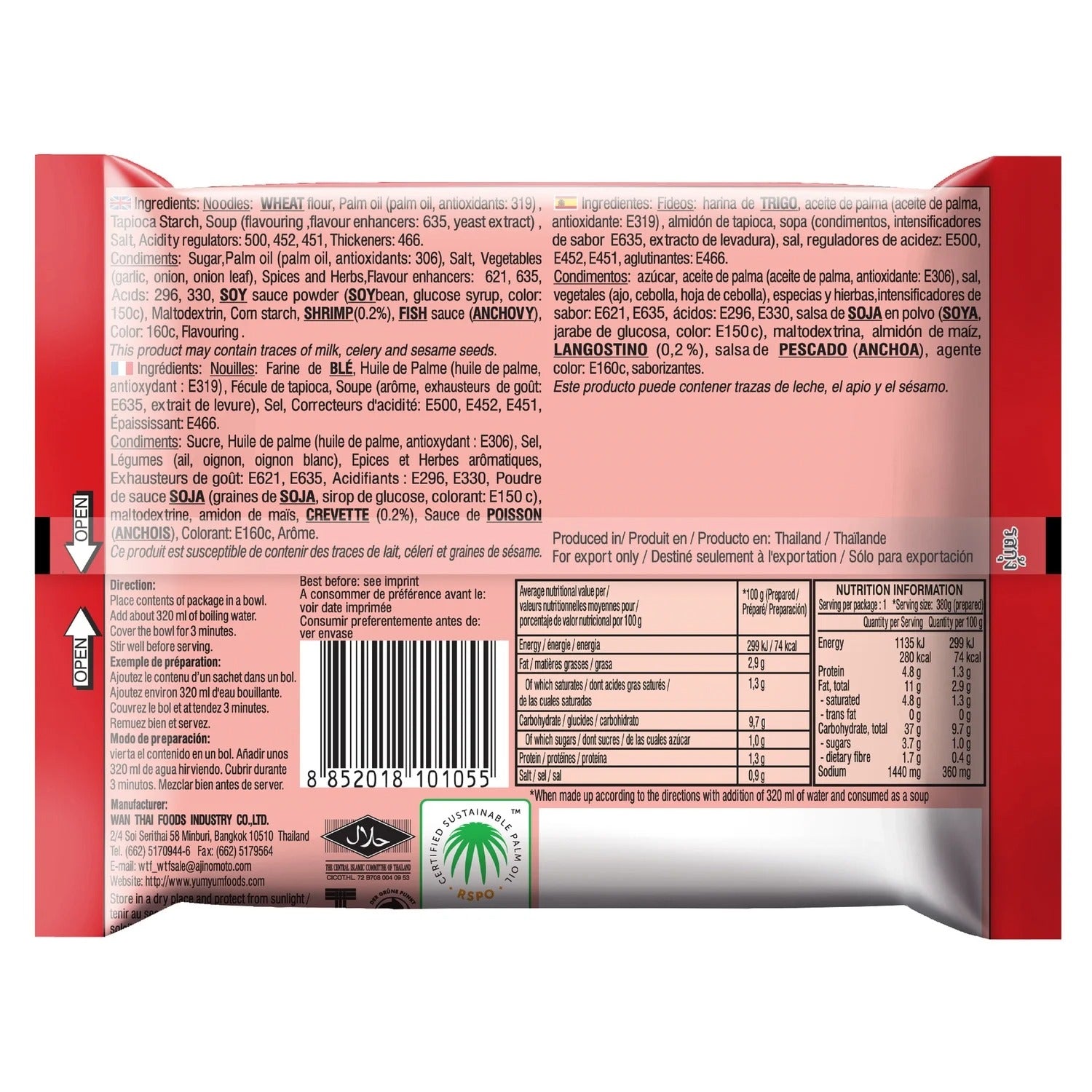 Yum Yum Nouilles instantanées saveur crevette 60 g