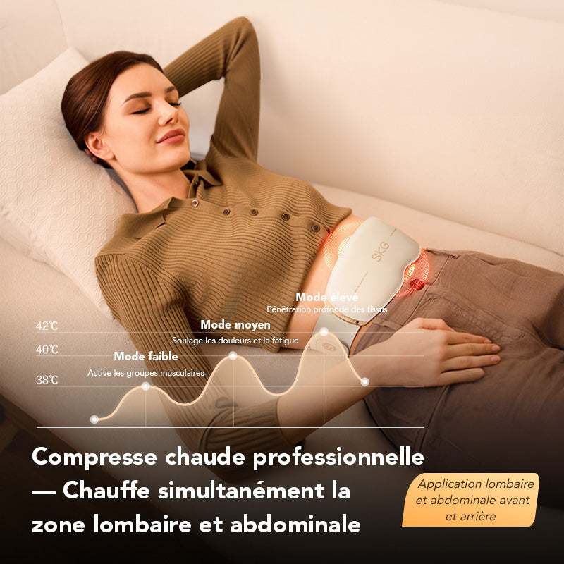 SKG GS500 Appareil de massage pour le bas du dos Soulagement des douleurs lombaires 3.0 Massage profond des tissus avec thermothérapie à lumière rouge Fin et portable Cadeau pour l'être aimé