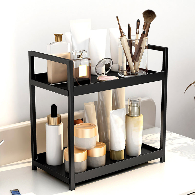 VIVREAL Étagère de rangement multifonctionnelle – Noir, fer forgé et polypropylène, organisateur de comptoir double couche, S3030B