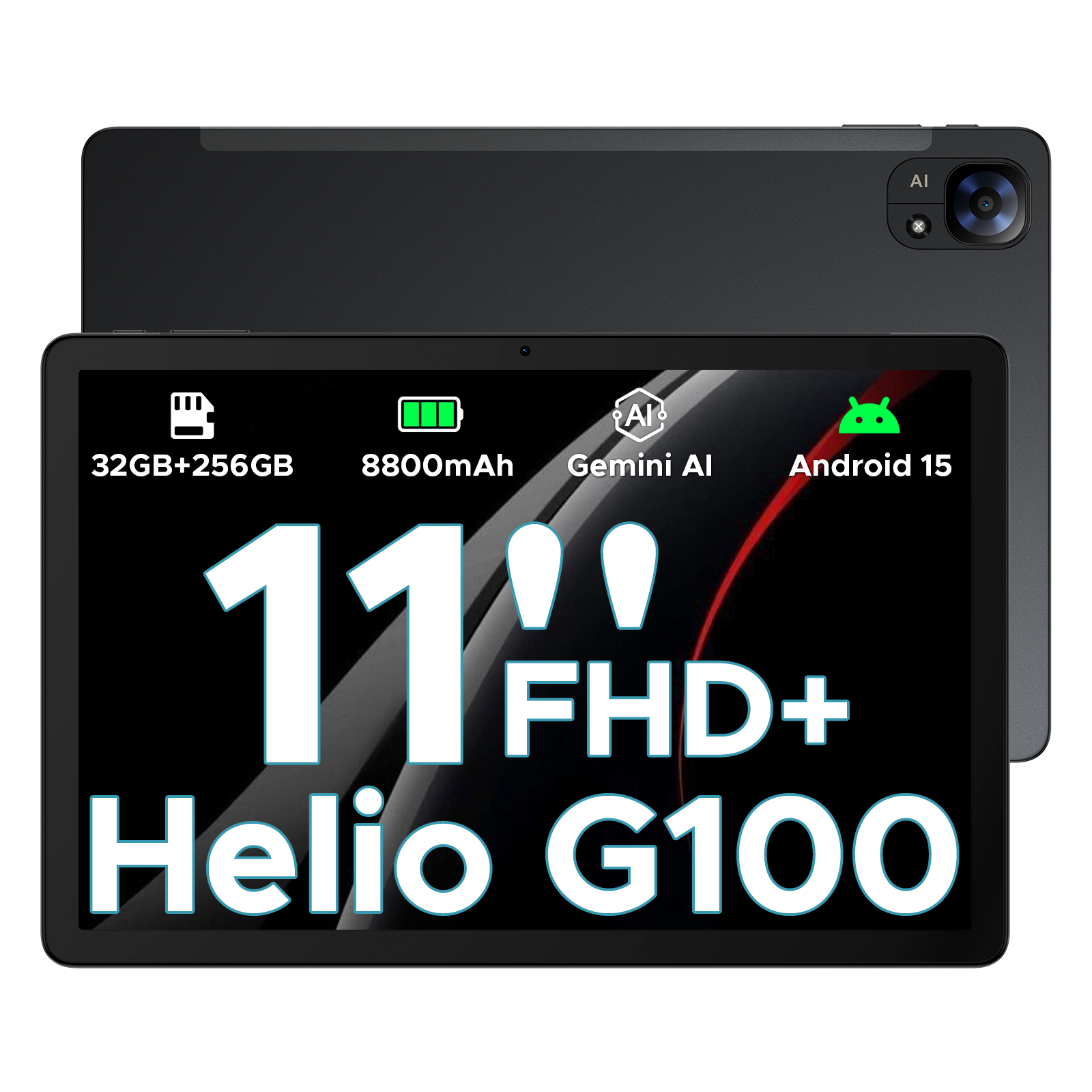 DOOGEE Tab E3 Tablette Android 15 IA gaming, 32 Go + 256 Go/2 To, écran 11 pouces FHD+ 90 Hz, Helio G100 Gemini IA, batterie 8800 mAh, corps métal 7,5-mm ultra-fin, double SIM
