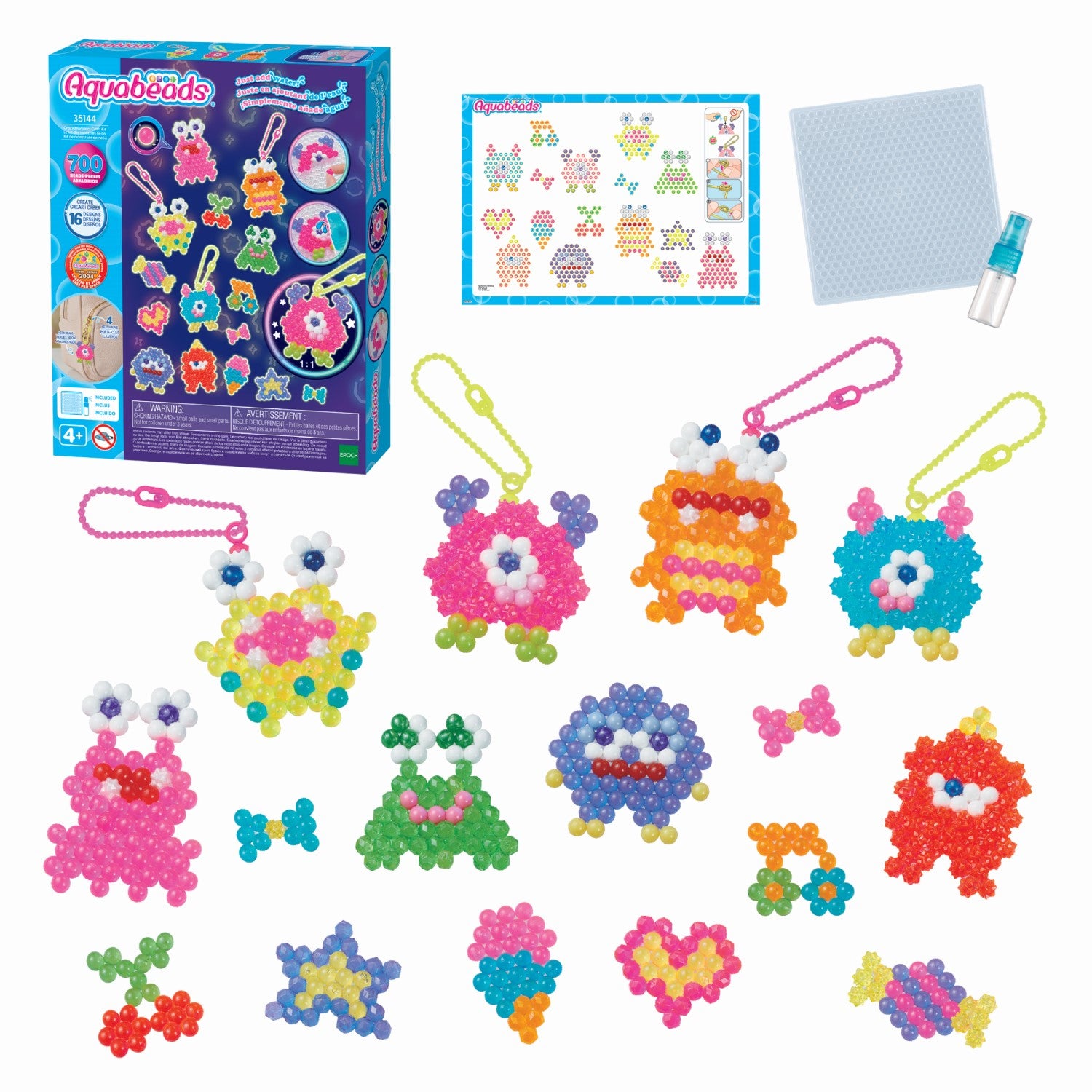 Aquabeads Kit de Création de Monstres 35144 avec 700 Perles & Attachements pour Porte-clés