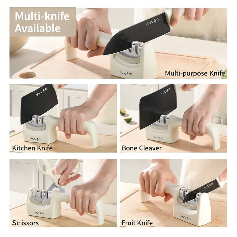 SHIBAZIZUO Aiguiseur de couteau de cuisine domestique à 3 étapes, poignée unique, aiguiseur multi-étapes